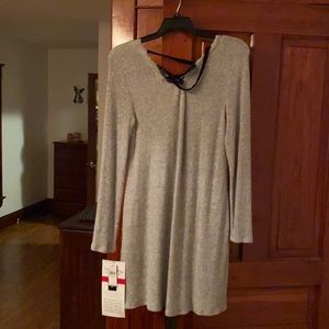 Grey sweater lace up dress